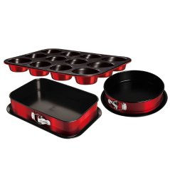Formy na pečenie s titanovým povrchom 3ks Berlingerhaus Metallic Line Burgundy BH-7635