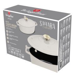 Oval roaster, 32 cm, cast iron, cream, Berlingerhaus Sahara Collection BH-8967