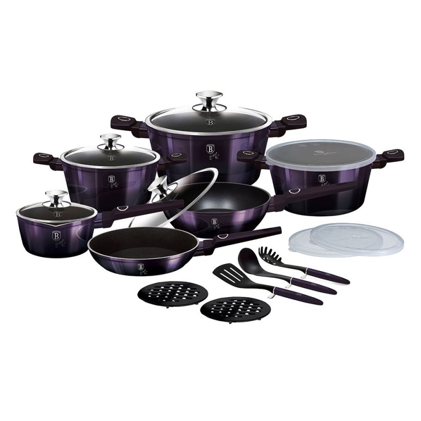 Sada hrncov s titanovým povrchom 18 dielna Berlingerhaus Purple Eclipse Collection BH-7145