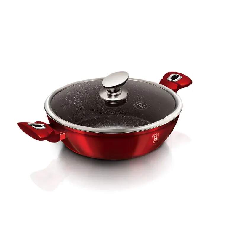 Plytký kastról 4,9 L s mramorovým povrchom 32 cm Berlingerhaus Metallic Line Burgundy BH-1264N