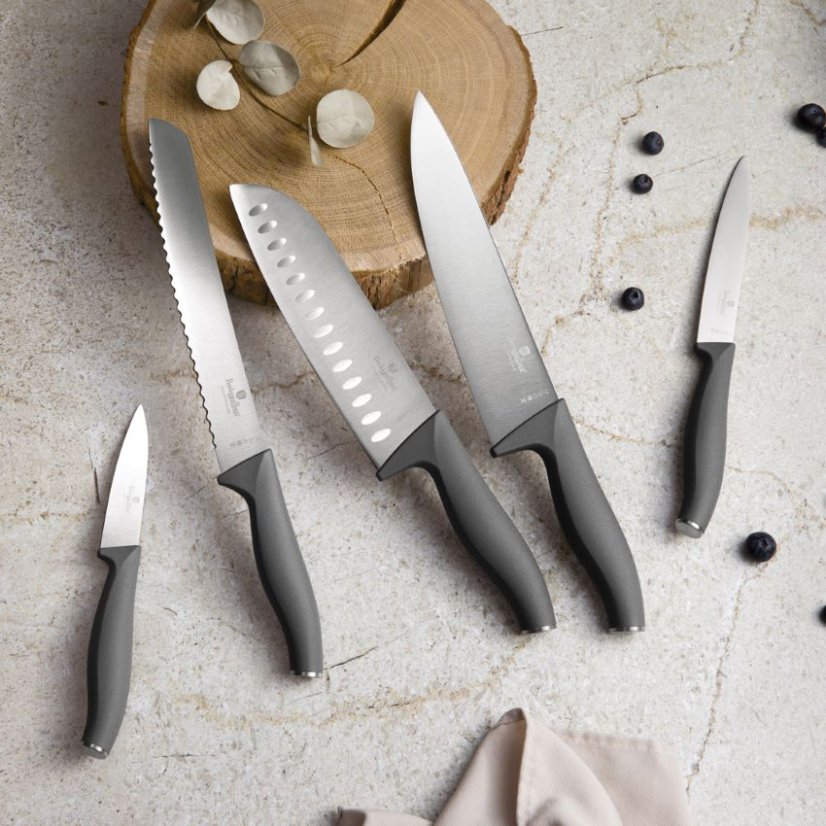 Sada kuchynských nožov s bambusovým stojanom 6 dielna Berlingerhaus Anthracite Collection BH-2672