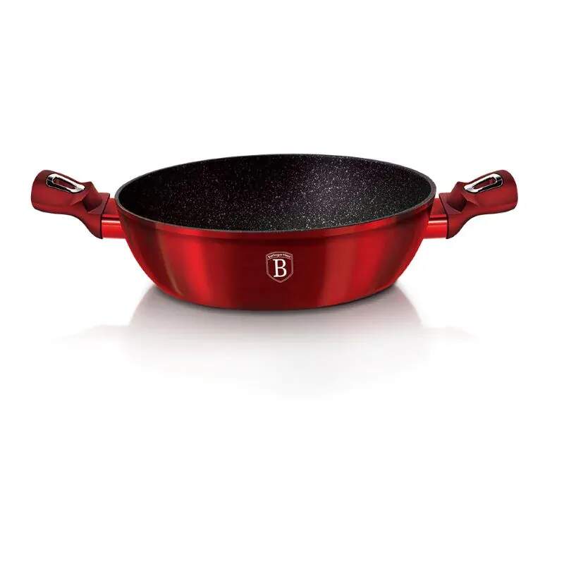 Plytký kastról 4,9 L s mramorovým povrchom 32 cm Berlingerhaus Metallic Line Burgundy BH-1264N