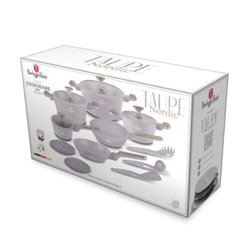 15 pcs cookware set Berlingerhaus Taupe Nordic Collection BH-8344