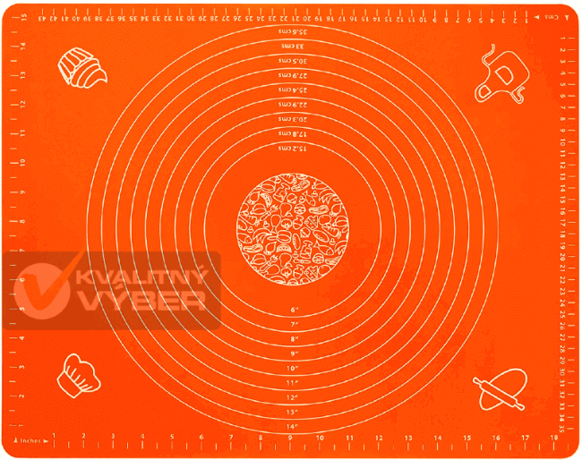 Tepelne odolná kuchynská silikónová podložka na vaľkanie cesta 50x70cm pomarančová