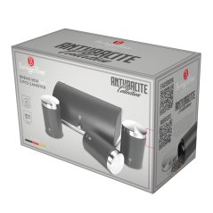 Chlebník s 3 dielnou sadou dóz na potraviny Berlingerhaus Anthracite Collection BH-6738