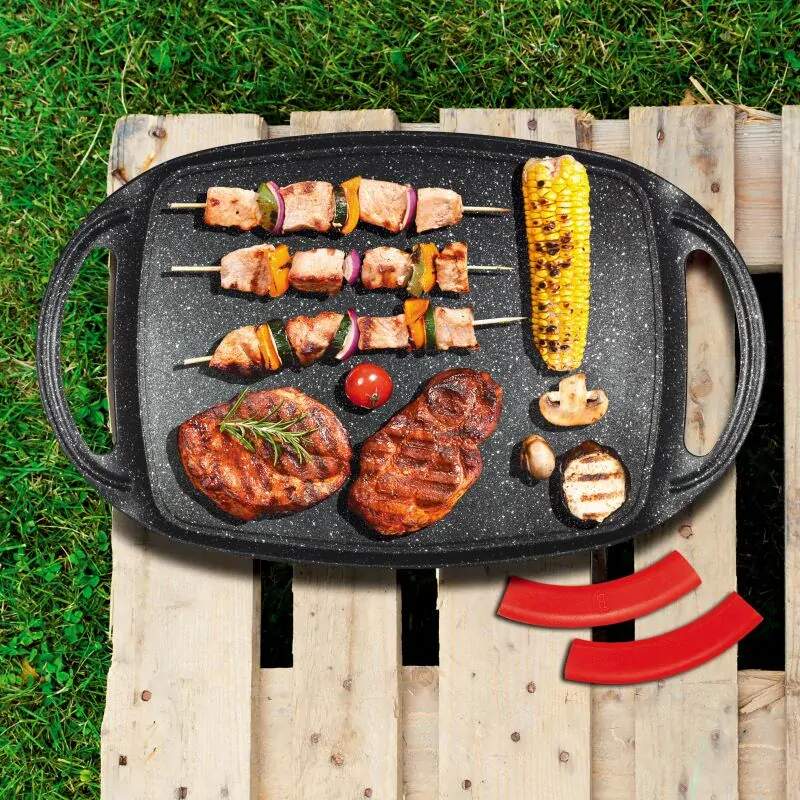 Grilovacia doska s mramorovým povrchom 47 x 29 cm pre použitie aj v rúre do 220°C Berlingerhaus Metallic Line Burgundy BH-1588