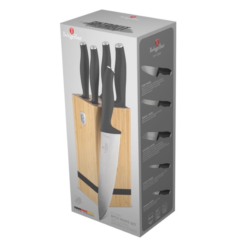 6 pcs knife set with bamboo stand Berlingerhaus Anthracite Collection BH-2968