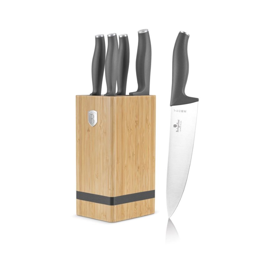 6 pcs knife set with bamboo stand Berlingerhaus Anthracite Collection BH-2968