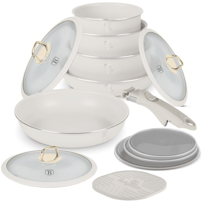Sada varných a zapekacích mís s odnímateľnou rukoväťou 13 dielna vhodná do rúry do 220°C Berlingerhaus Sahara Collection BH-8247N