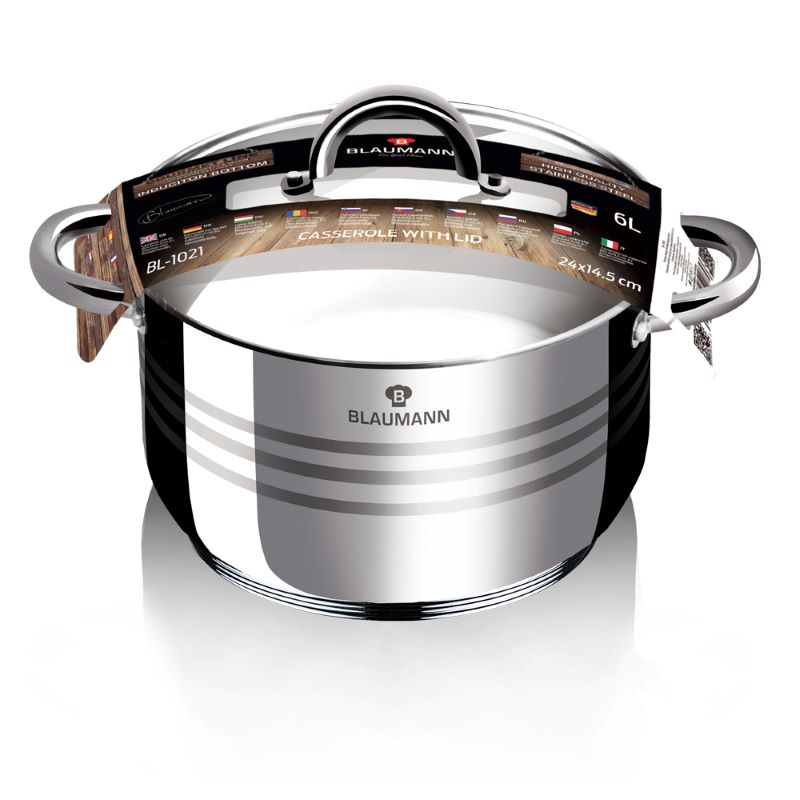 Nerezový kastról 6 L s pokrievkou Ø 24 cm Blaumann Gourmet Line BL-1021A