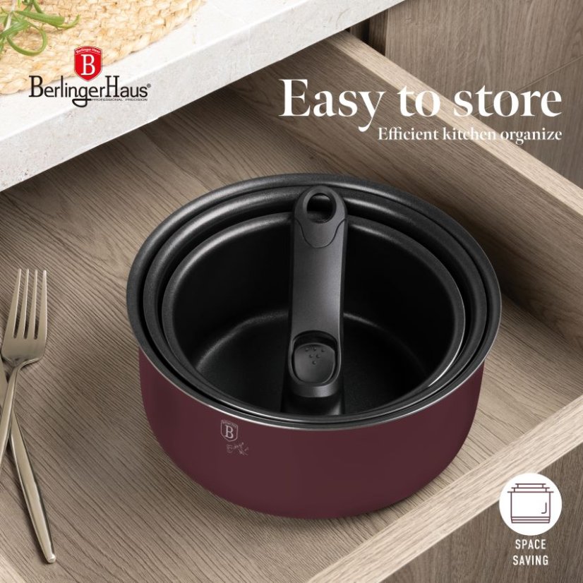 Sada varných a zapekacích mís s odnímateľnou rukoväťou 13 dielna vhodná do rúry do 220°C Berlingerhaus Leonardo Nordic Collection BH-8418