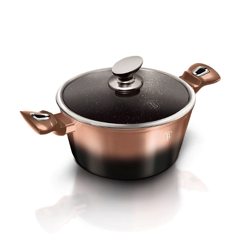 Kastról 4,1 L s mramorovým povrchom 24cm Berlingerhaus Metallic Line Rose Gold Noir BH-1895