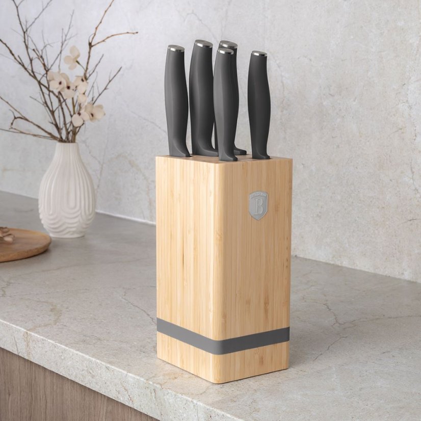 6 pcs knife set with bamboo stand Berlingerhaus Anthracite Collection BH-2968