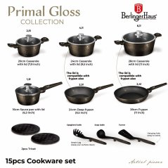 Sada hrncov s titanovým povrchom 15 dielna Berlingerhaus Primal Gloss Collection BH-8244