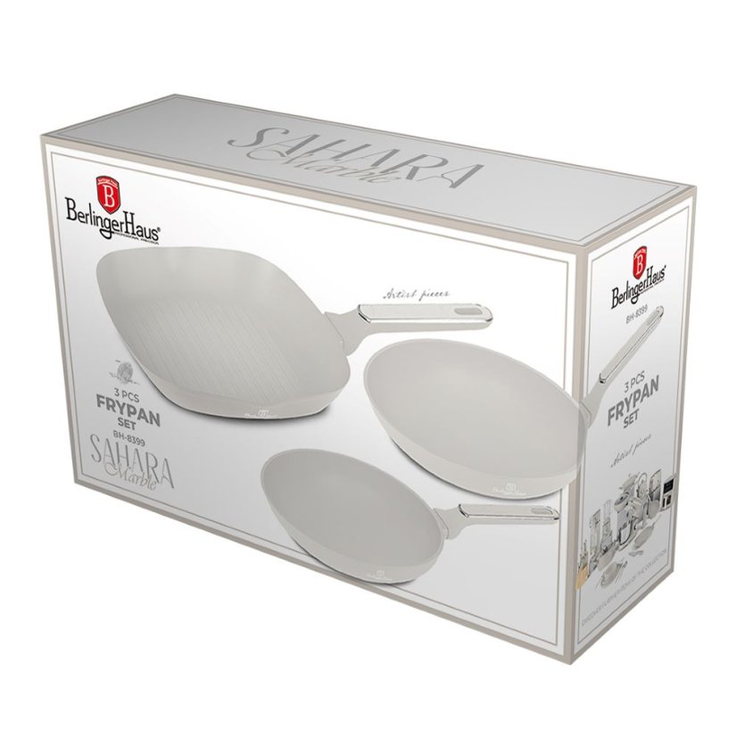 3 pcs frypan set Berlingerhaus Sahara Marble Collection BH-8399