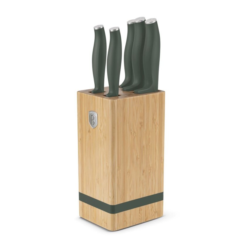 Sada kuchynských nožov s bambusovým stojanom 6 dielna Berlingerhaus Matte Green Collection BH-2751