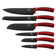 Sada kuchynských nožov v kazete 6 dielna Berlingerhaus Metallic Line Burgundy BH-2542