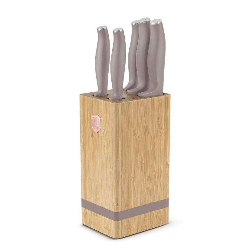 Sada kuchynských nožov s bambusovým stojanom 6 dielna Berlingerhaus Taupe Collection BH-2974