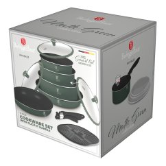 Sada varných a zapékacích mís s odnímatelnou rukojetí 13 dílná vhodná do trouby do 220°C Berlingerhaus Matte Green Collection BH-8423