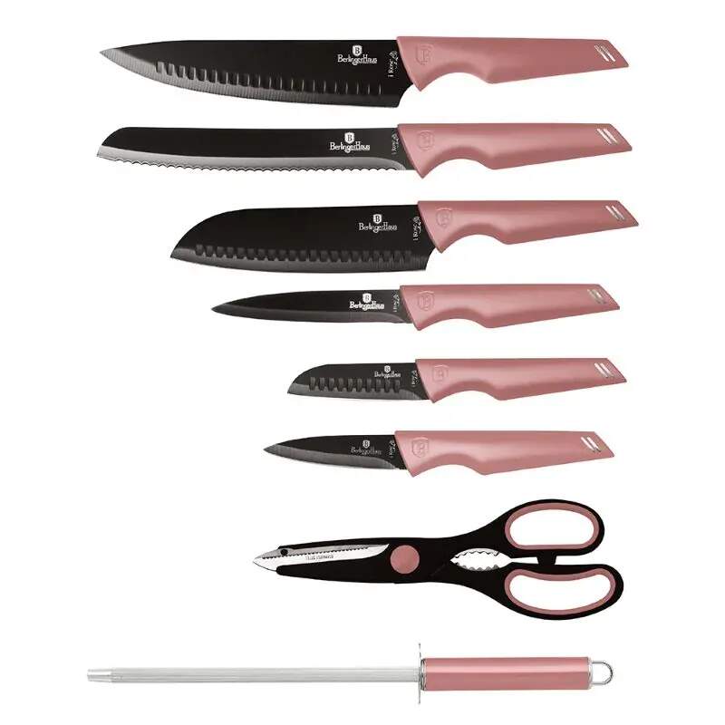 Sada kuchynských nožov v otočnom stojane 8 dielna Berlingerhaus I-Rose Edition BH-2585
