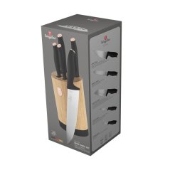 6 pcs knife set with bamboo stand Berlingerhaus Black Rose Collection BH-2752