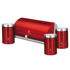 Chlebník s 3 dielnou sadou dóz na potraviny Berlingerhaus Metallic Line Burgundy BH-6729