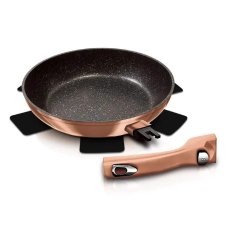 Panvica Ø 28 cm s odpojiteľnou rukoväťou a mramorovým povrchom Berlingerhaus Metallic Line Rose Gold BH-1949