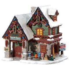 Lighted Building Lemax 85328 Backwoods Snowshoe Rental Shop