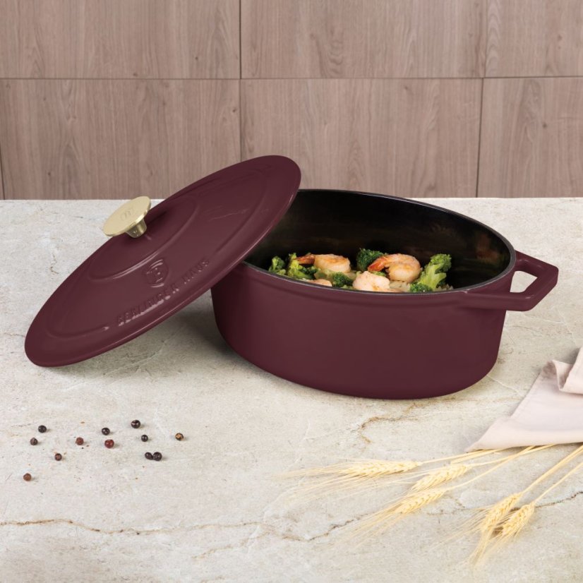 Ťažký liatinový oválny hrniec s vekom 4,65 L Berlingerhaus Leonardo Collection BH-6543