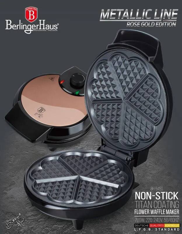 Vaflovač tvar kvetu Berlingerhaus Metallic Line Rose Gold BH-9450