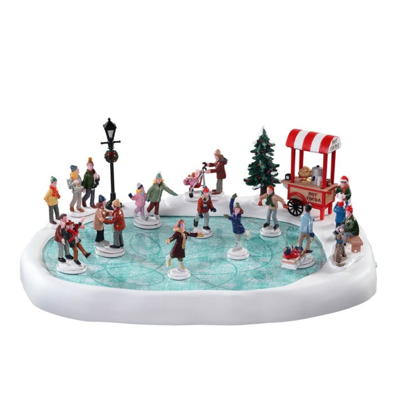 Ice rink Lemax 94048 Village Skating Pond With Sound, Set Of 18