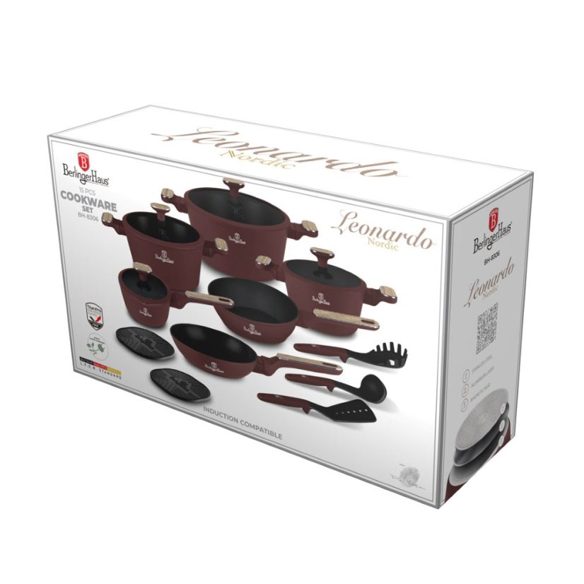 15 pcs cookware set Berlingerhaus Leonardo Nordic Collection BH-8306