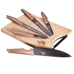 Sada kuchynských nožov s doskou na krájanie 6 dielna Berlingerhaus Metallic Line Rose Gold BH-2707