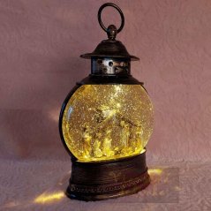 Vianočný lampáš so snežením a piesňou Tichá noc - Zlatý Betlehem