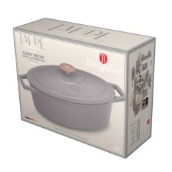 Ťažký liatinový oválny hrniec s vekom 4,65 L Berlingerhaus Taupe Collection BH-6541