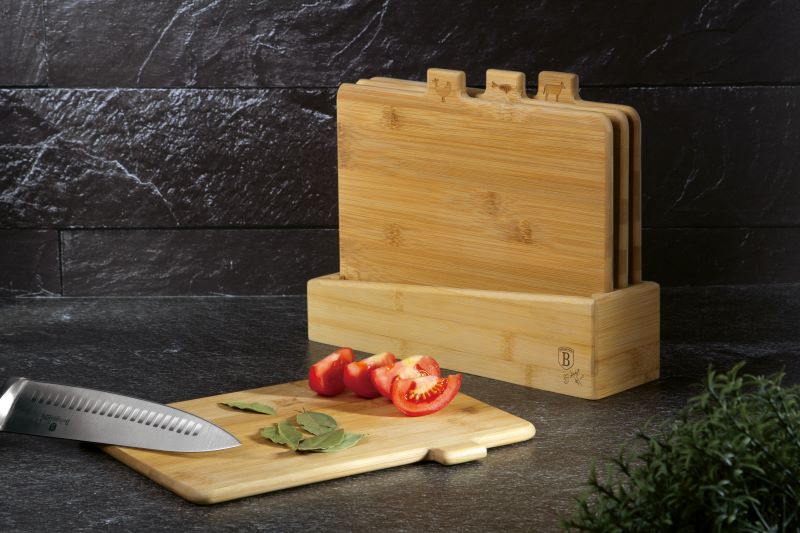 Bambusové podložky na krájanie v stojane sada 5ks Berlingerhaus Forest Line BH-7213