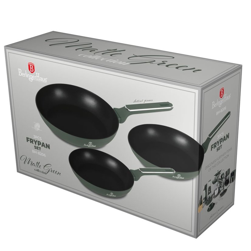 Sada 3 pánví Berlingerhaus Matte Green Collection BH-8206