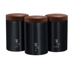 Dózy na potraviny 3 ks Berlingerhaus Ebony Rosewood Collection BH-6454 z nehrdzavejúcej ocele
