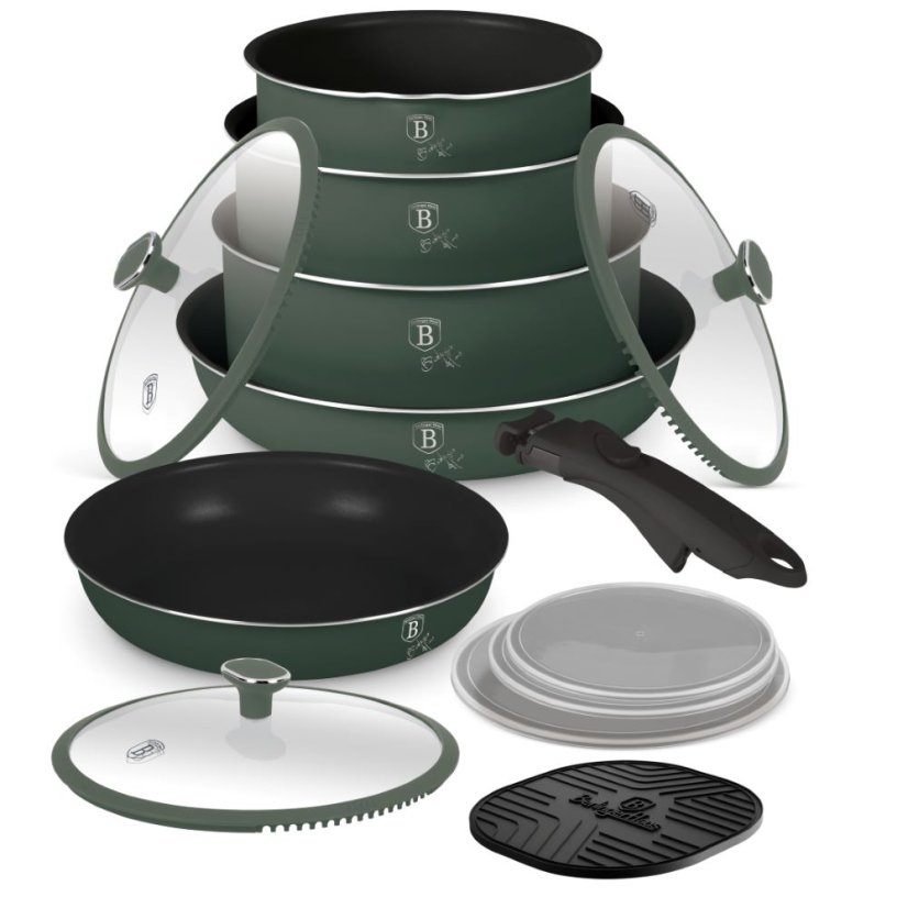 13 pcs cookware set Berlingerhaus Matte Green Collection BH-8423