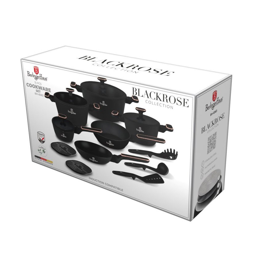 Sada hrnců 15 dílná Berlingerhaus Black Rose Collection BH-8363
