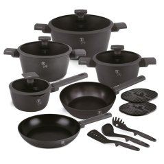 Sada hrncov s titanovým povrchom 15 dielna Berlingerhaus Anthracite Collection BH-8141N
