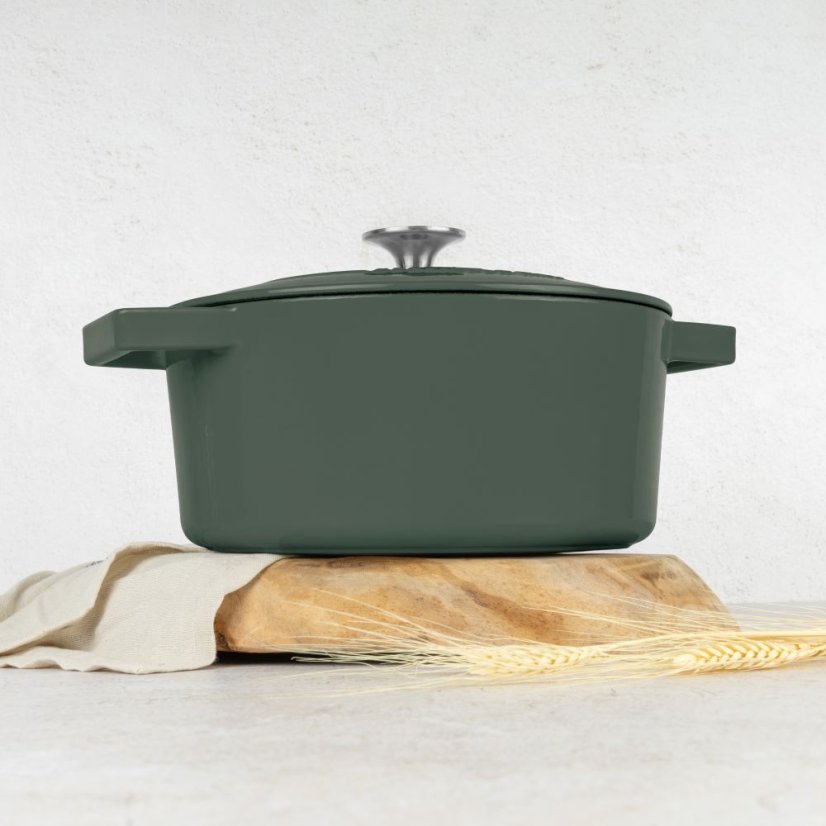 Ťažký liatinový hrniec s vekom Ø 24 cm 4,35 L Berlingerhaus Matte Green Collection BH-6544