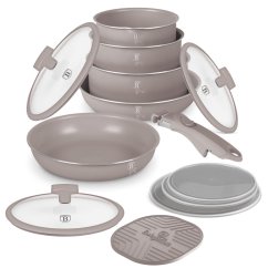 Sada varných a zapekacích mís s odnímateľnou rukoväťou 13 dielna vhodná do rúry do 220°C Berlingerhaus Taupe Collection BH-8251N