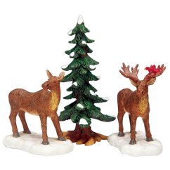 Figurines Lemax 32725 Mr. And Mrs. Moose, Set Of 3