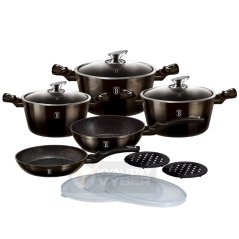 Sada hrncov s mramorovým povrchom 13 dielna Berlingerhaus Shiny Black Edition BH-6615