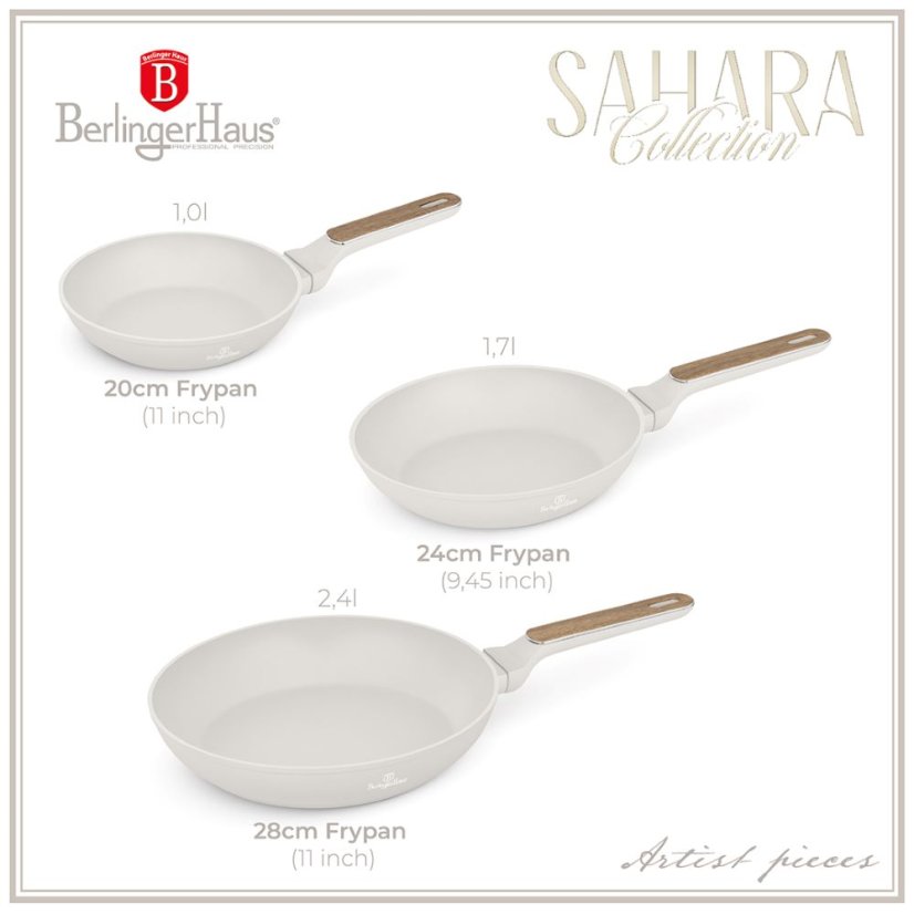 3 pcs frypan set Berlingerhaus Sahara Nordic Collection BH-8322