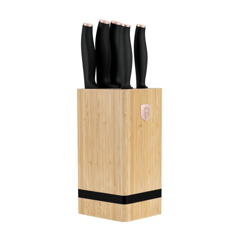 6 pcs knife set with bamboo stand Berlingerhaus Black Rose Collection BH-2970