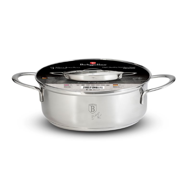 Nerezový kastról 6,7 L s pokrievkou Ø 28 cm Berlingerhaus Silver Jewellery Collection BH-6590