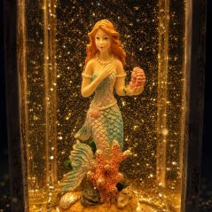 Vintage-style lantern with a mermaid and glitter.