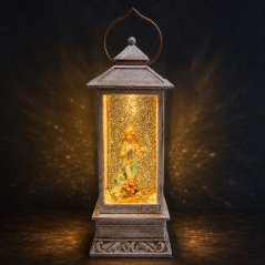 Vintage-style lantern with a mermaid and glitter.